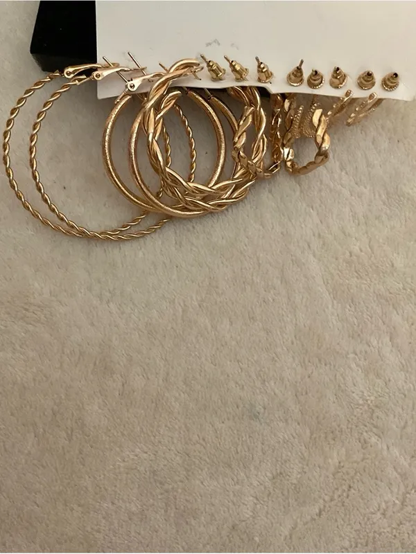 Fashion Jewelry Gold-Tone Mixed Hoop Earring Set - Image 5