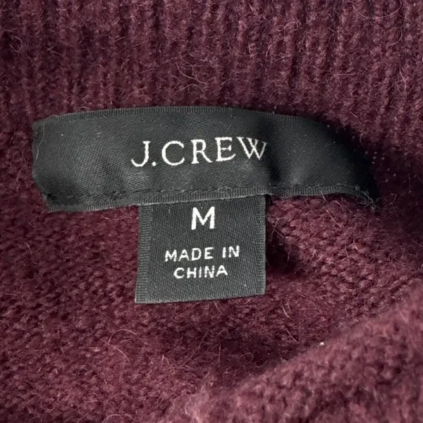 J.Crew Merino Alpaca Blend Mock neck Puff Sleeve‎ Sweater Maroon Size Medium - Image 8
