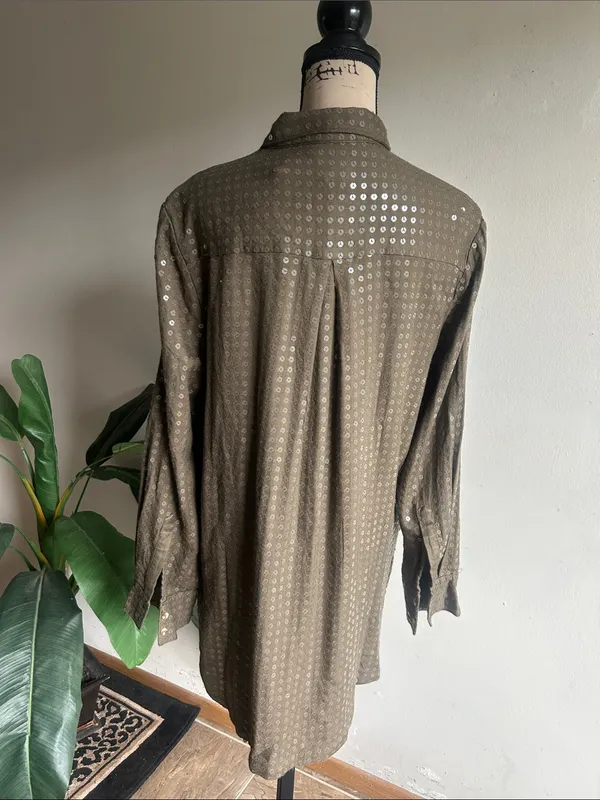 Anthropologie Maeve Sequin Button Down Top Size Large NWT - Image 11