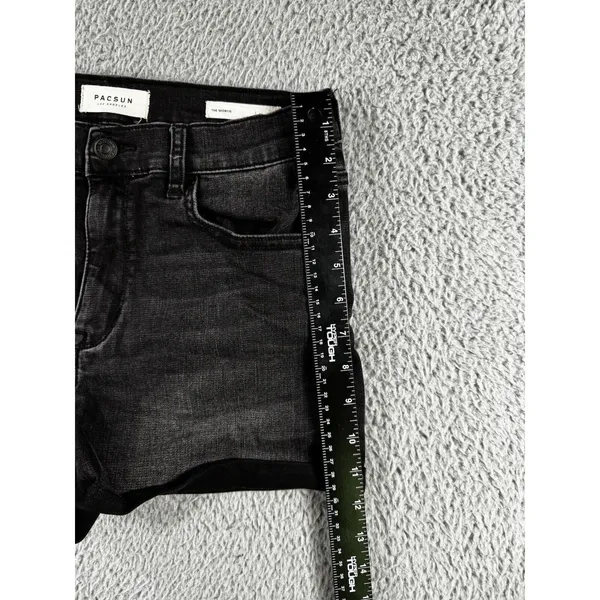 PacSun Denim Shorts Women 30 Black Shortie Faded Stretch Rolled Hem Boho Western - Image 4