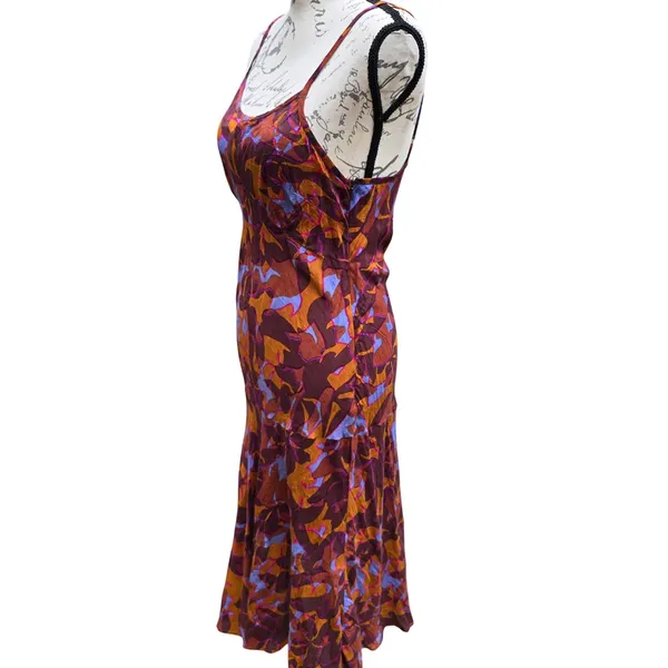 Roller Rabbit‎ Womens Purple Orange Abstract Floral Viscose Midi Slip Dress M - Image 3