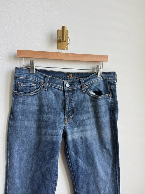 7 For All Mankind Boycut Jeans Bootcut Medium Wash Denim Size 32 - Image 4