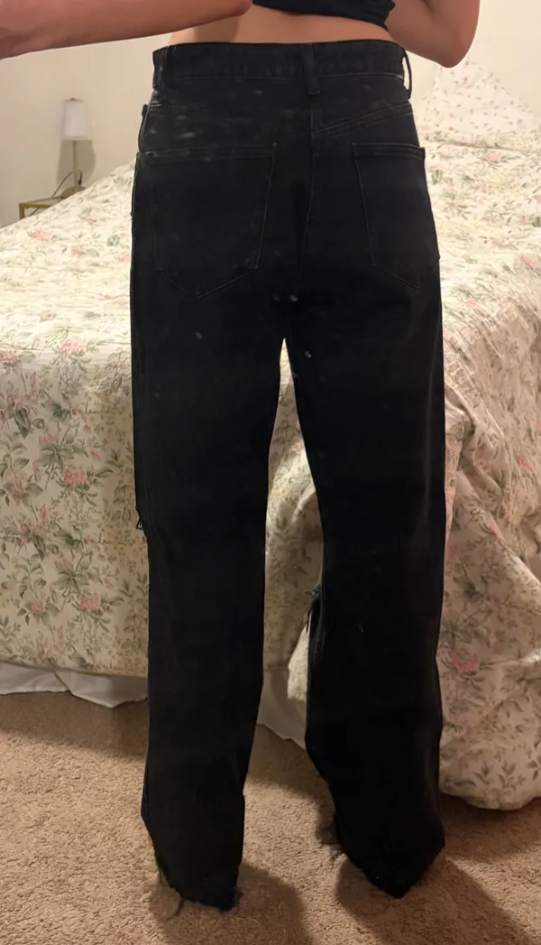 Black Ribbed Zara High Waisted Jeans - Image 3