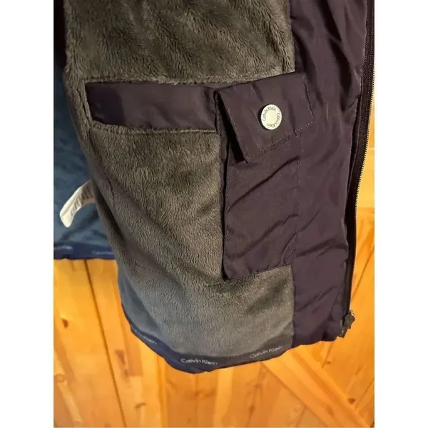Calvin Klein Down Puffer Jacket Coat Hooded Eggplant Size Medium (4350) - Image 7