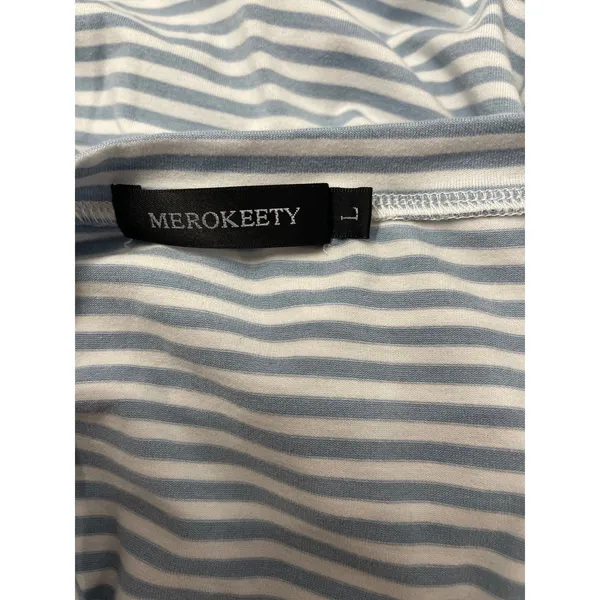 Merokeety Striped T Shirt Dress Blue/White Size L - Image 6