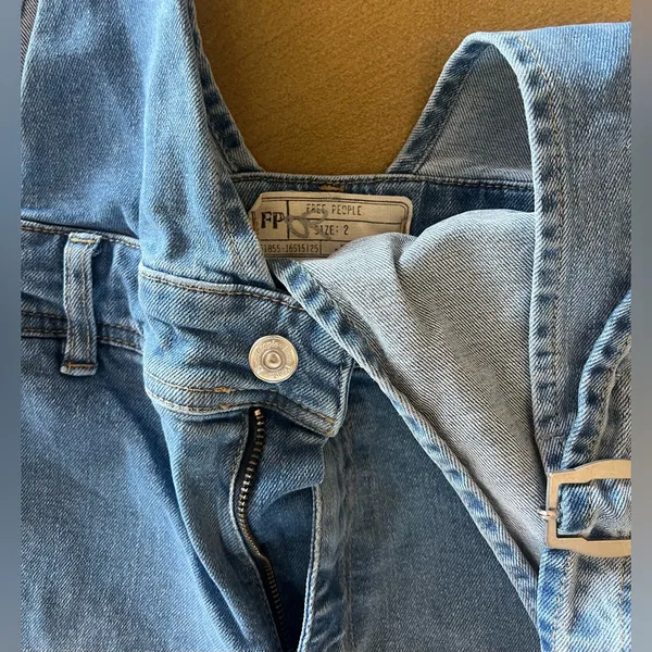 Free People Light Blue Denim Wide-Leg Jumpsuit - Image 7
