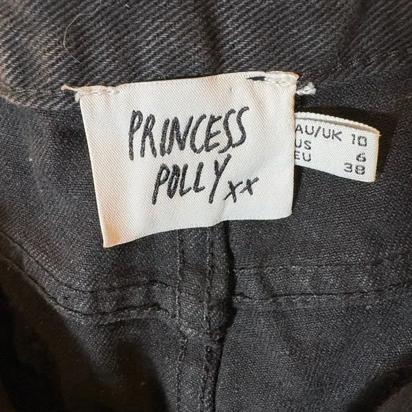 Princess Polly Black Denim Cut Off Distressed‎ High Waisted Shorts Size 6 - Image 6