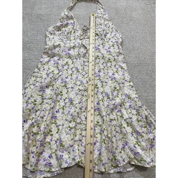Maeve by Anthropologie Cream Halter Mini Dress with Lavender Floral 100% Viscose - Image 14