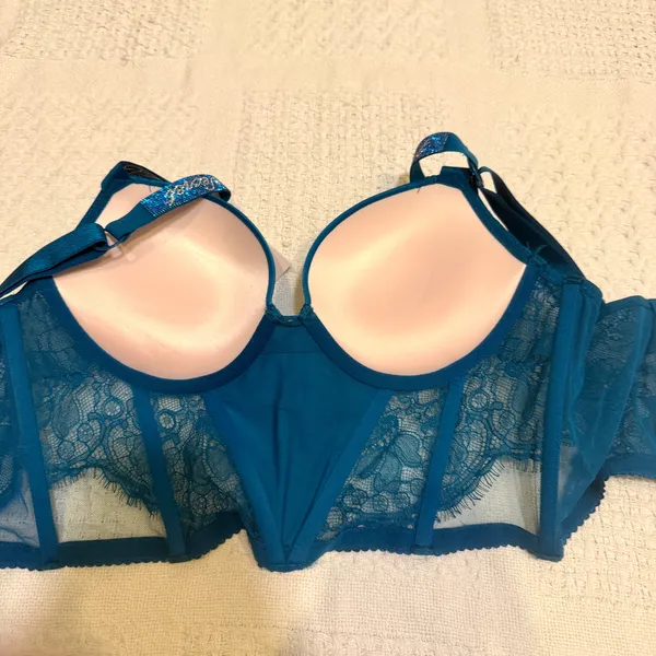 NWT Victoria’s Secret 34B rhinestone strap lace push up corset BC2 3303 - Image 10