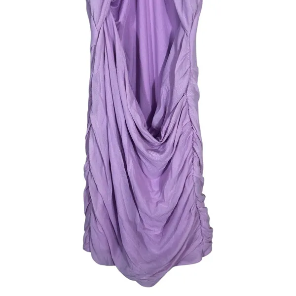 Oh Polly Asymmetric Cut Out Ruched Mini Dress Lilac Purple Sexy Clubwear Size 10 - Image 4