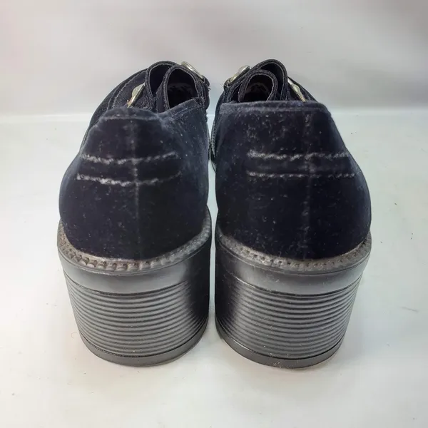 Xhilaration Velvet Loafers Women 10 Black Vintage 90s Chunky Block Heel Bit Goth - Image 4
