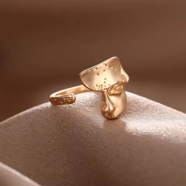 Anthropologie Abstract Gold Face Ring Modern Art Statement Adjustable - Image 2