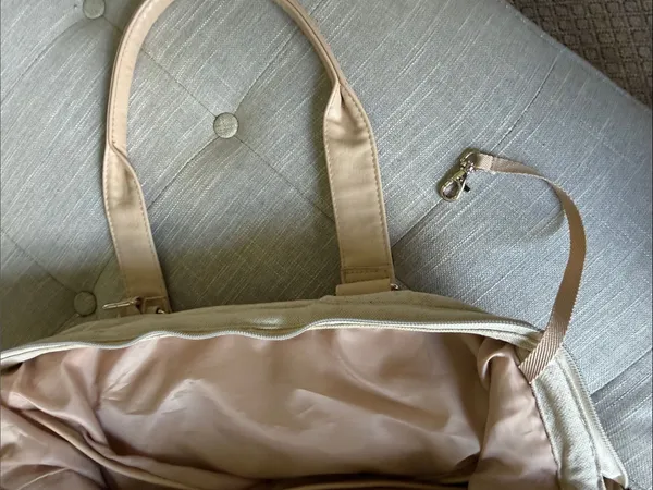 BEIS Beige Canvas Weekender Carry-On Overnight Travel Tote Bag Read Description - Image 5