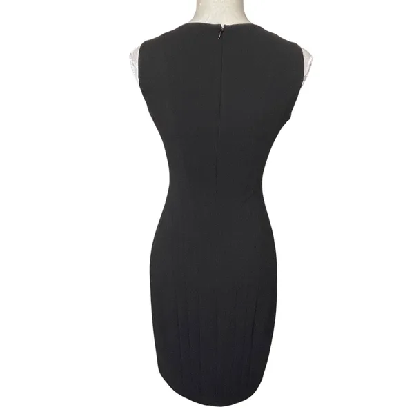 Calvin Klein Split Neck Black Sheath Dress Women’s Size 2 LBD Classic Stretch - Image 6