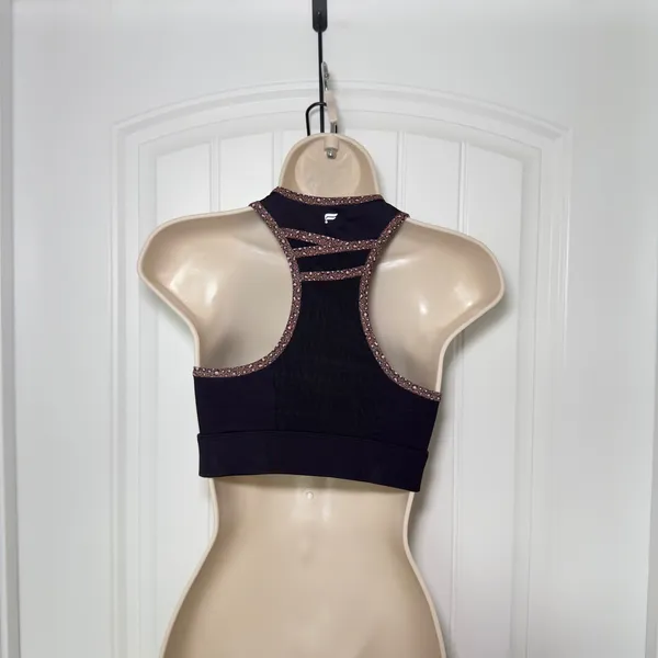 Fabletics Black Small Trinity High Impact Sports Bra Yoga Racerback‎ Athleisure - Image 8