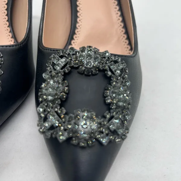 Journee Collection Heels 6 1/2 Black Rhinestones‎ Pointed Toe Career Formal NEW - Image 3