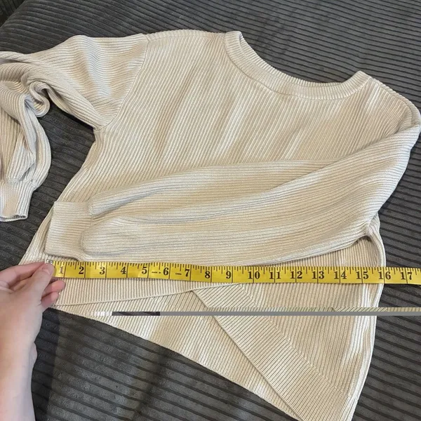 Lululemon Beige Reversible Crossover Sweater Knit Ribbed Cashmere Blend Size 6 - Image 8