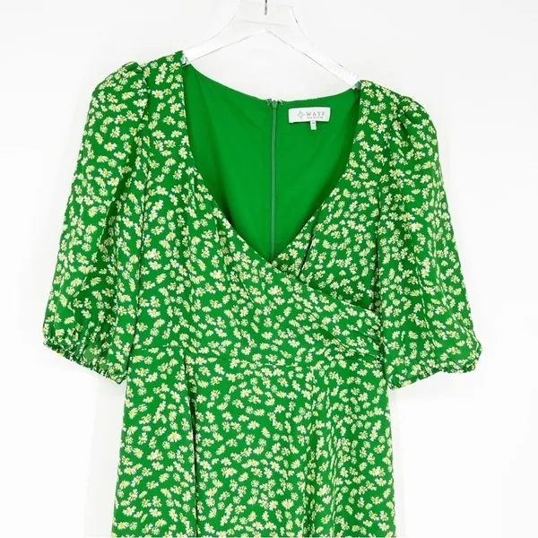 WAYF Green‎ Floral Midi Dress Women's Size M Garden Party - Image 4