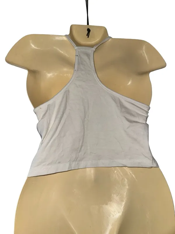 Cotton Ambiance White Lace-Up Halter Camisole - Image 3