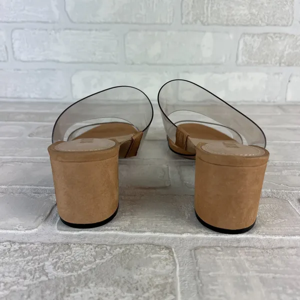 SCHUTZ Heels Victorie Womens 7.5 Nude Transparent 2‎ Strap Block Heel Sandals B - Image 3
