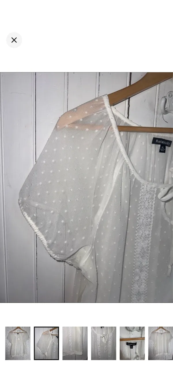 Relativity Y2K Sheer Blouse White Size XL - Image 2