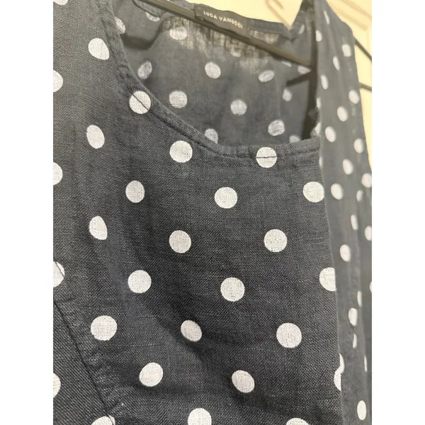 Luca Vanucci Womens‎ Navy Blue White Polka Dot Sleeveless Midi Tank Dress A-Line - Image 3