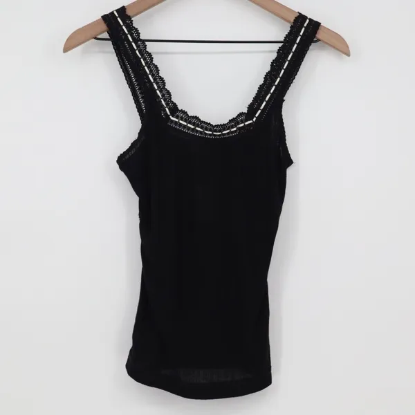 Intimately Free People Only You Tank Top Womens XS Black Round Neck Wide Strap - Image 2