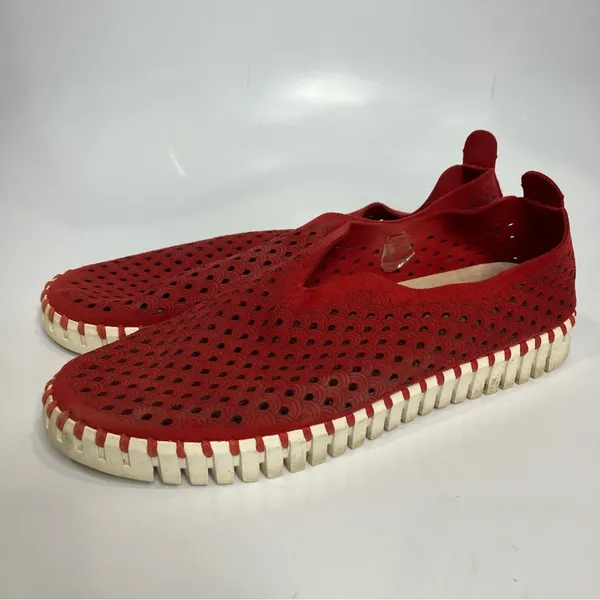 Ilse Jacobsen Tulip 139‎ slip on shoes red leather women’s size 40 - Image 4