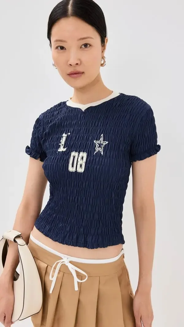 REVOLVE x LIONESS SCRUNCHED SMOCKED SPECTATE DALLAS COWBOYS JERSEY SMALL TOP - Image 2