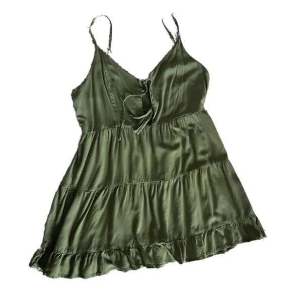 Aeropostale v-neck A-line dress olive green size xl BEACH COASTAL COQUETTE - Image 3