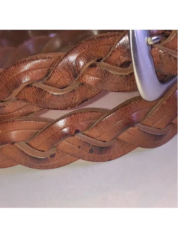 Braided Brown Leather Size Medium Merona Belt - Image 3
