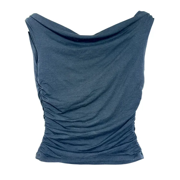 Abercrombie & Fitch A&F Modal Black Ruched Sleeveless Boat Neck Blouse Size XS - Image 3
