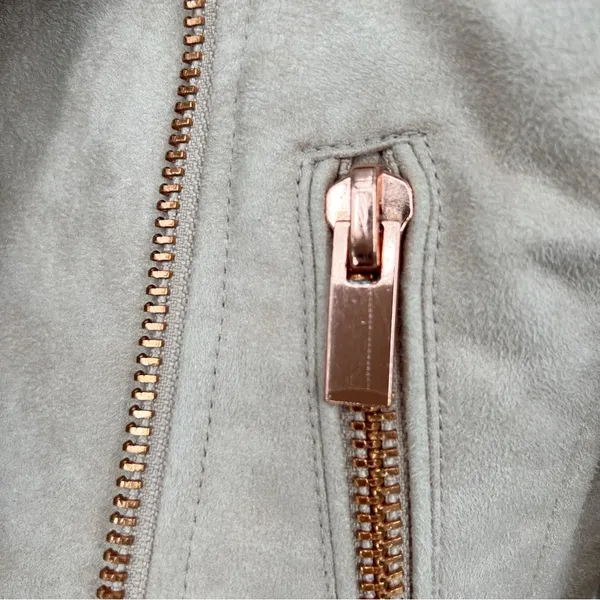 LC Lauren Conrad Faux Suede Moto Biker Jacket Rose Gold Belted Blush Pink 10 - Image 5