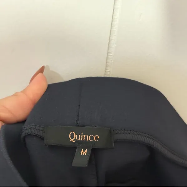 Quince Ultra Stretch Ponte Kick Flare Pants Navy Blue Pull On Work Pant Size M - Image 9