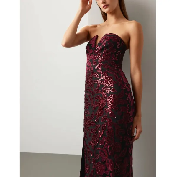 Dress the Population Black Sequin Gown XS Bustier Strapless Velvet Designer $400 - Image 4
