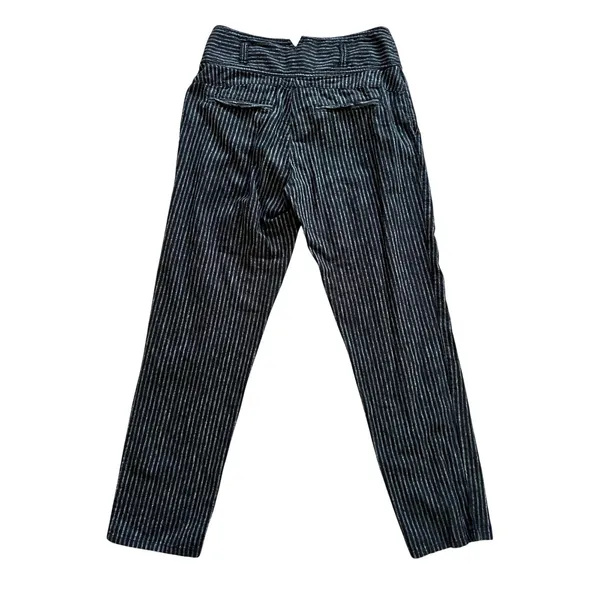 Sundance Amelia Trouser Pant Black White Pinstripe 4 Button Linen Cotton Blend - Image 7