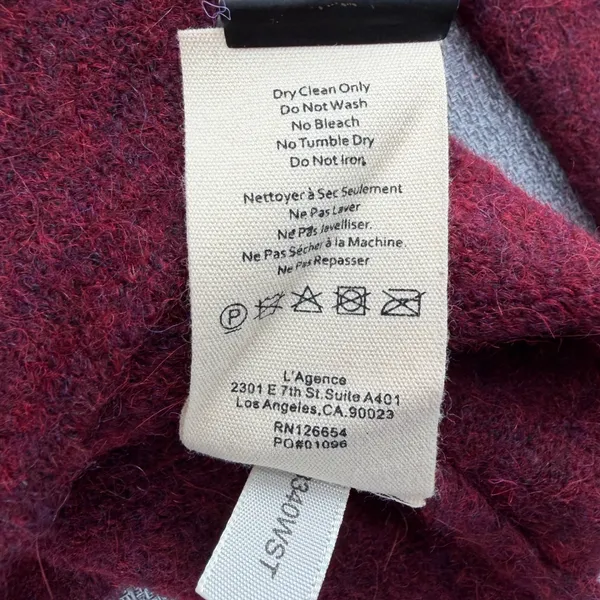 L'AGENCE Candela Lace Up Bell Sleeve Sweater Burgundy Alpaca Wool Blend XS Boho - Image 5
