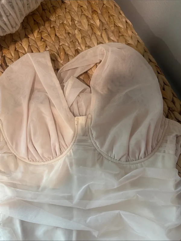 Le Lis Sheer Halter Bodysuit in Blush Nude - Image 4