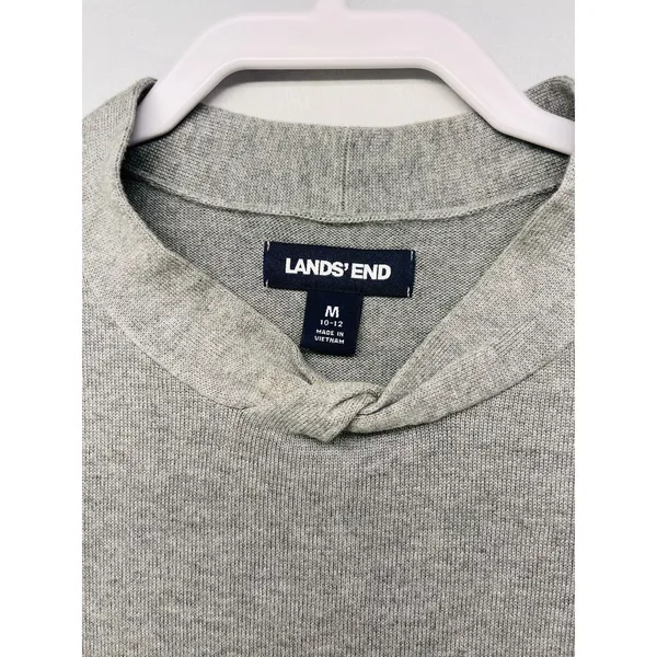 Lands’ End Women’s Gray Cotton Short Sleeve Sweater Knit Pullover Casual Top - Image 2