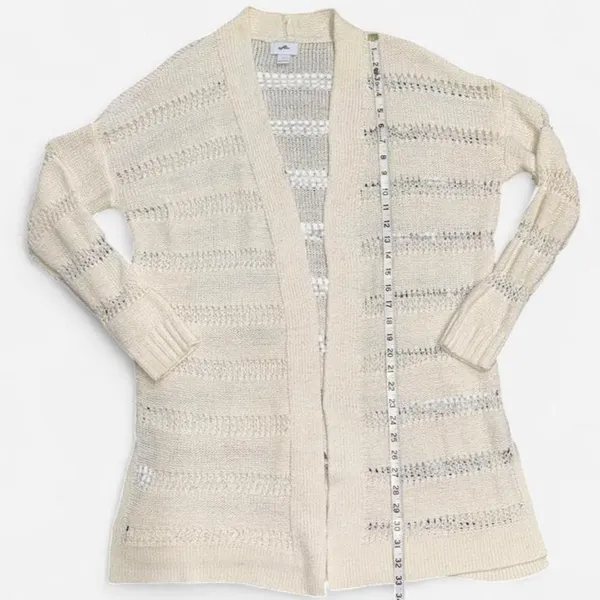 Old Navy Cream Cardigan with Horizontal Loop Knit Texture, size LARGE - Image 4