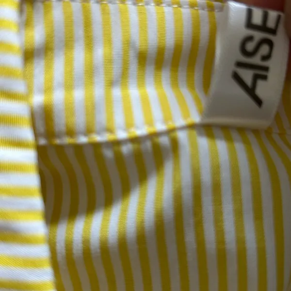 ASEW Yellow Striped Button-Up Cotton blend Shirt Sz S - Image 4