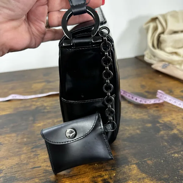 Salvatore Ferragamo Shoulder Bag Small Black Leather Italy Coin Purse - Image 14