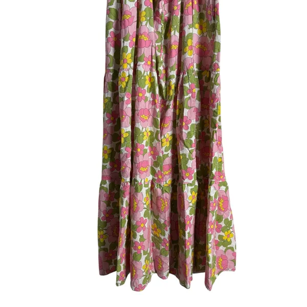 Show Me Your MuMu Cathy Pink Retro Floral Sweetheart Tie Back Puff Maxi Dress M - Image 15