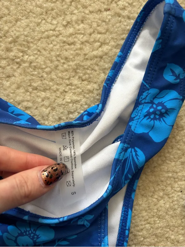 SheIn Blue Floral Triangle Bikini Set - Image 2