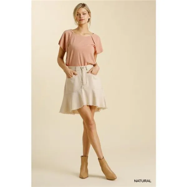 ✨NWT Umgee Linen Blend 5 Pockets High Low‎ Skirt with Frayed Hem - Image 2
