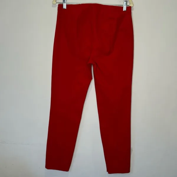 Theory $265 Women's Alettah Approach Cropped Pants‎ Crimson Red Size 6 Ankle Zip - Image 3