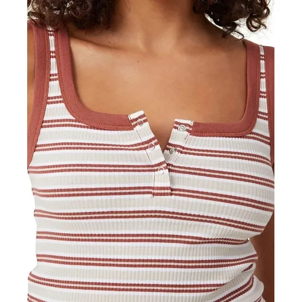 Cotton On The 91 Womens Tank Size XS Dark Sepia Stripe Rory Henley Retro Sport - Image 5