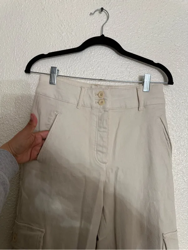 Aritzia Wilfred Free Modern Cargo Pant Cream Straight-Leg Cargo Pants size 4 - Image 6