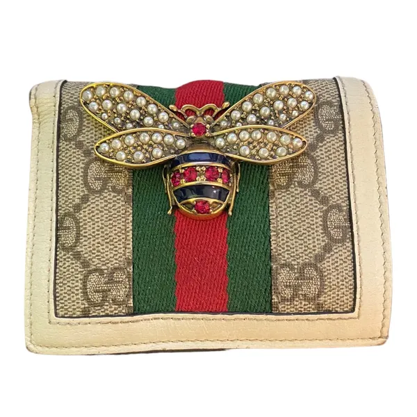 Gucci Bee Cream Queen Margaret GG Leather Folding Wallet - Image 2
