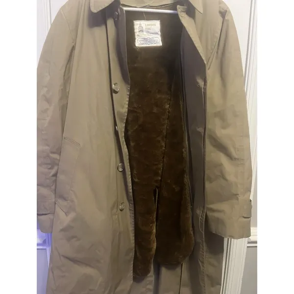 Vintage London Fog W/removable Lining. Long Coat With Furry Warm Inside 42L Tan - Image 7